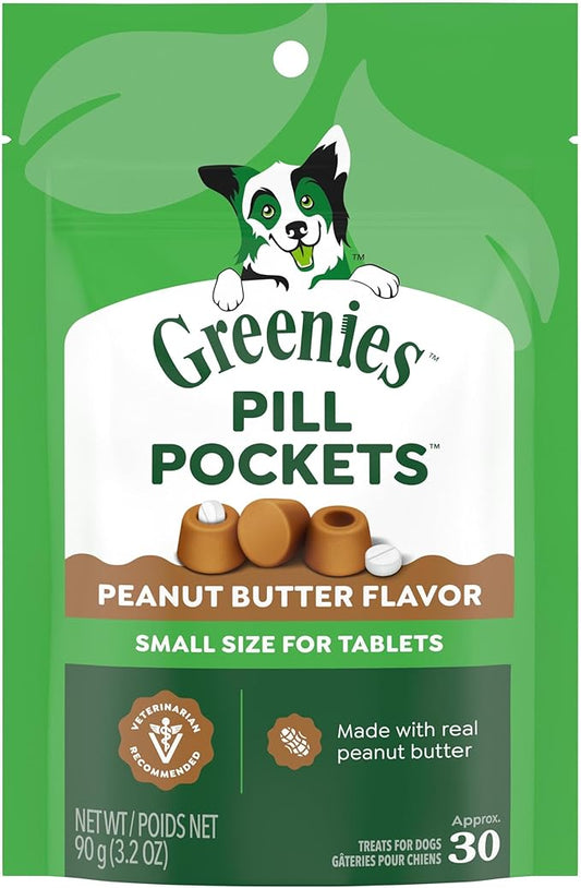 Greenies Pill Pockets for Dogs Small Size, Tablet Pill Treats for Dogs, Peanut Butter Flavor, 3.2 oz. Pouch