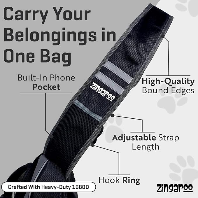 Hands-Free Sling Pet Carrier for Cats and Small Dogs up to 12lbs – Travel Set Includes Foldable Water Bowl & ID Card – Breathable Mesh, Safety Hook & Adjustable Padded Strap for Walking & Travel