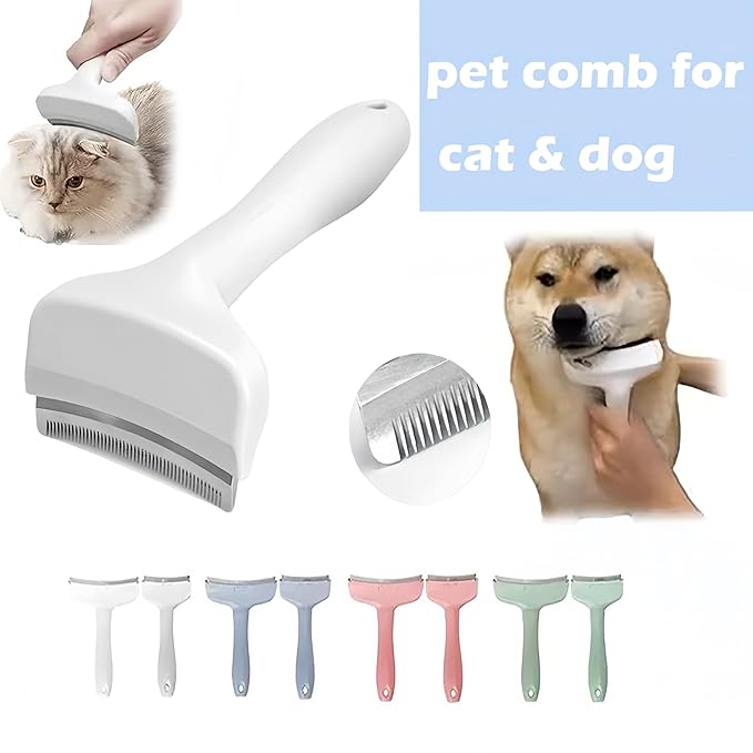 V-Tooth Deshedding Comb, Tooth Deshedding Comb for Pets Dog & Cat Grooming Brush Multifunctional Pet Comb with Ergonomic Handle for Shedding, Tight V-Shaped Teeth Shedding Combs (Pink, Small)