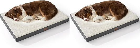 Bedsure 2 PCS Dog Beds Large Sized Dog - Comfy Flat Pet Beds with Removable Washable Cover, Orthopedic Egg Crate Foam Puppy Mat, Suitable for Pet Up to 65 lbs (Pack of 2)
