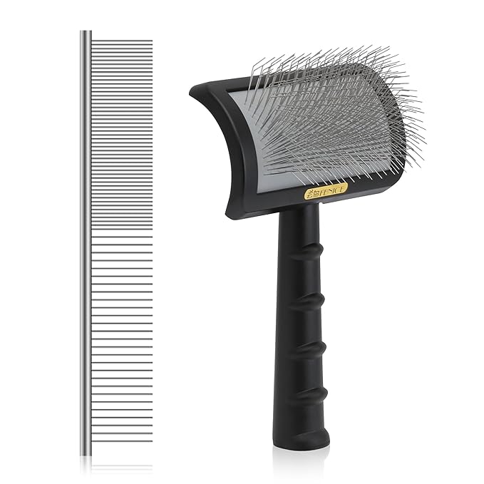 Fenice Peak Premium Dog Slicker Brush for Thick Fur, Ultra-Long 0.98" Pins, 135° Memory Soft Pins, Comfortable Non-Slip Handle, Ideal for Goldendoodle, Poodle & Labradoodle, Black