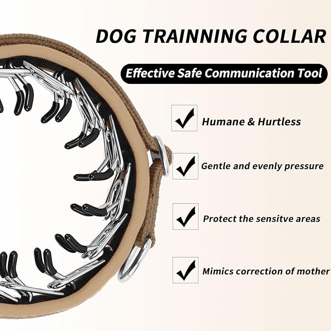 Martingale No Pull Dog Collar for Large Medium Small Dogs, Heavy Duty Nylon Reflective Adjustable Anti Pull Slip Collar with Buckle for Training Walking M Khaki