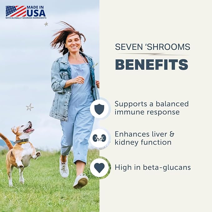Four Leaf Rover Seven Shrooms - Organic Mushroom Supplement for Dogs - Veterinarian Formulated Whole Mushroom Extract
