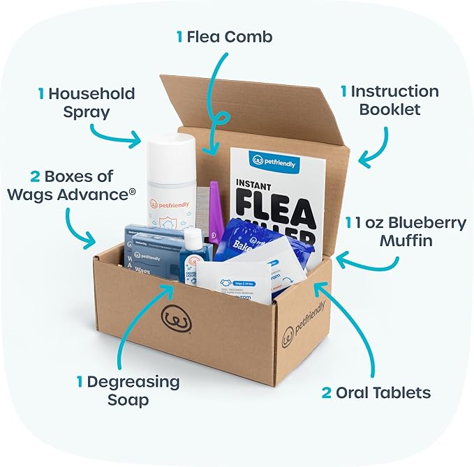 Flea Killer Kit for Dogs – Fast-Acting Flea Treatment with Oral Tablets, Topical Prevention, Flea Comb, Flea Shampoo & Home Spray – Dog Flea & Tick Control for Small & Large Dogs (4-10 lb Dog)
