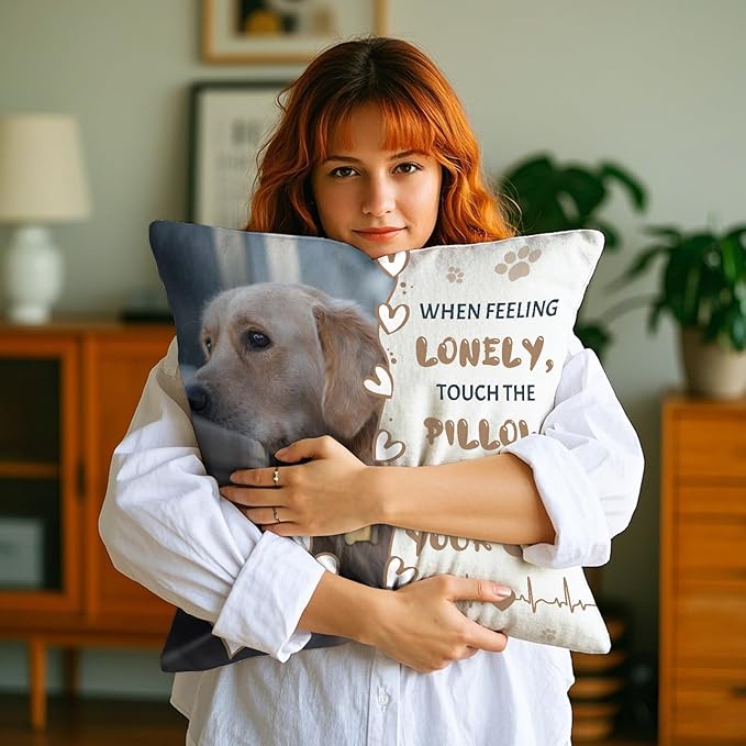 Custom Dog Memorial Throw Pillow with Photo - Personalized Loss of Dog Sympathy Gift for You | Pet Memorial Gifts for Dogs/Cats (Style 1)