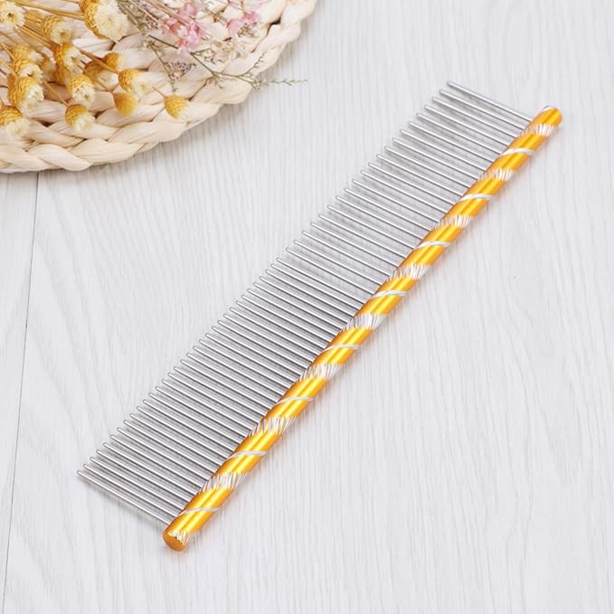 Combs for Grooming - Combs with Rounded Ends Stainless Steel Teeth Pet Comb Grooming Comb Cat Comb Metal Comb for Removing Tangles and Knots