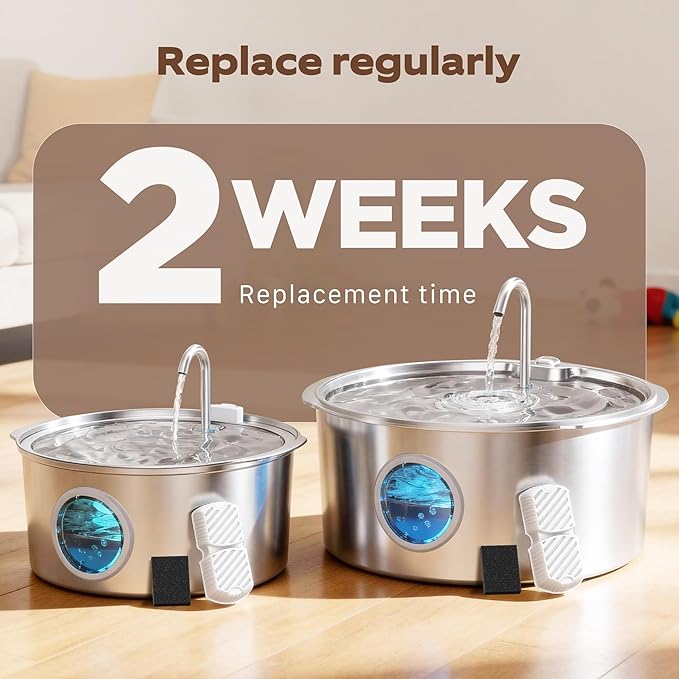 Dog Water Fountain Filters: 12 Dog Fountain Filters - Pet Water Fountain Filters Replacement - Including 6 Filters + 6 Sponges - Suitable for GROOKPET Dog Water Fountain for Large Dogs