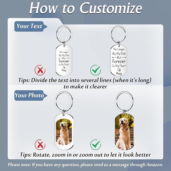 Custom Pet Photo Keychain - Personalized Memorial Keychain with Photo Name for Pet Loss Remembrance Dog Memory Sympathy Gifts