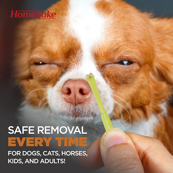 Homesake Tick Removal Tool for Dogs, Cats and Humans | Ultra-Safe Tick Twister | Removes Entire Head & Body | Pain-Free Ticks Remover | 100% Chemical-Free Tick Control Products | 10 Packs of 3