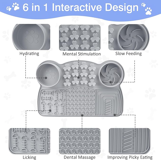 Dog Slow Feeder Bowl, 15 * 9.7inchs Unsinkable Slow Feeder Dog Bowls, Food Safe Silicone Slow Feed Dog Bowl, Fun Design Easy Clean Slow Feeder for Small Breed & Large Breed Dogs