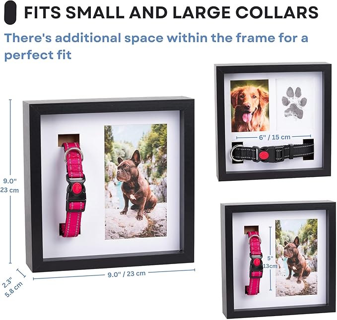 Dog Paw Print Kit for Dogs, Dog Picture Frame with Shatterproof Plexiglass, 4 Customizable Displays, 9”x9”, Pet Memorial Gifts for Dogs, Loss of Pet Sympathy Gift, Pet Paw Print Impression Kit (Black)