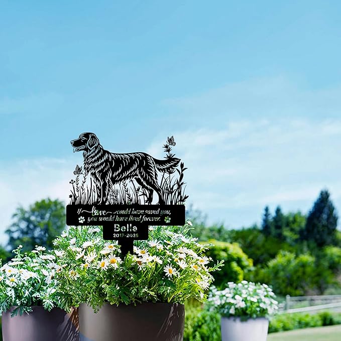 Custom Golden Retriever Memorial Stake with Name & Date, Personalized Pet Metal Memorial Garden Stakes, Pet Golden Retriever Stake Dog Loss Sign Dog Garden Memorial Sign Pet Grave Markers