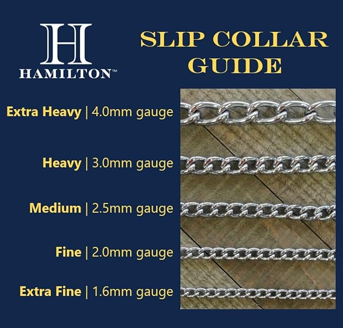 Hamilton Metal Slip Link Choke Chain Dog Collar, Extra Heavy 4.0mm x 22"