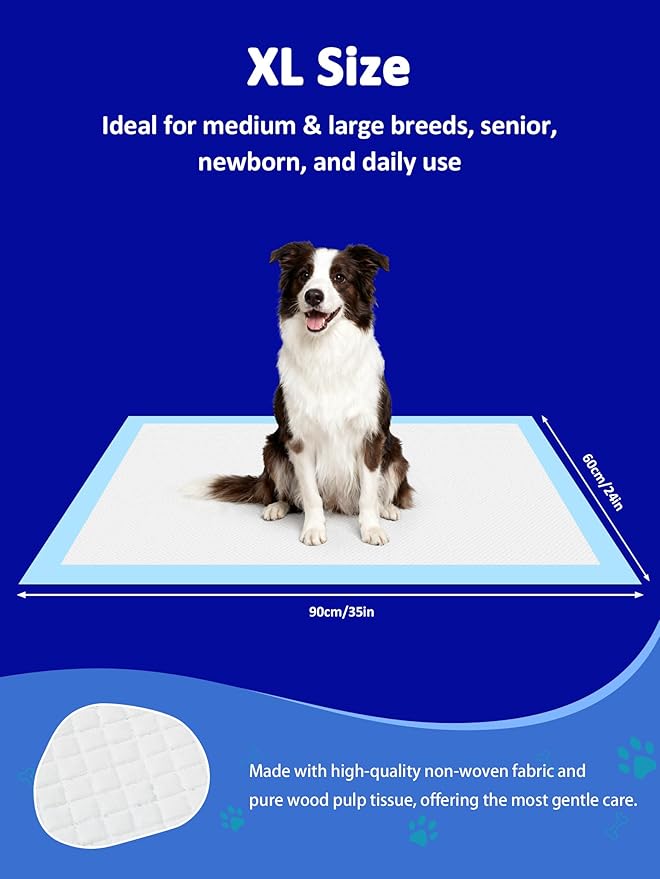 Ownpets Dog Training Extra Large Pad 35’’ x 32’’, Leak-Proof 6-Layer Pet Potty Training Pads Pee Pads with Quick-Dry Surface for Pets, Puppies, Adult, Sick & Aging Dogs, 20 Counts