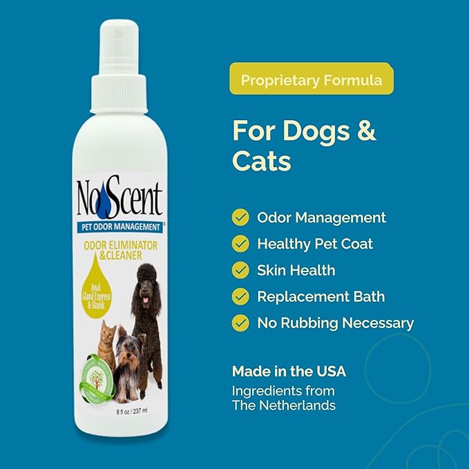 No Scent Anal Gland Express & Skunk Spray Pet Fur Cleaner for Dogs & Cats (32 Fl Oz / 946 mL)