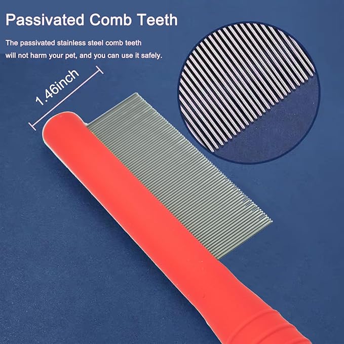 Small Dog Grooming Comb - Perfect for Shih Tzus, Yorkies, and Maltipoos - Ideal Puppy Hair Brushes for Maltese and Small Breeds (Red)