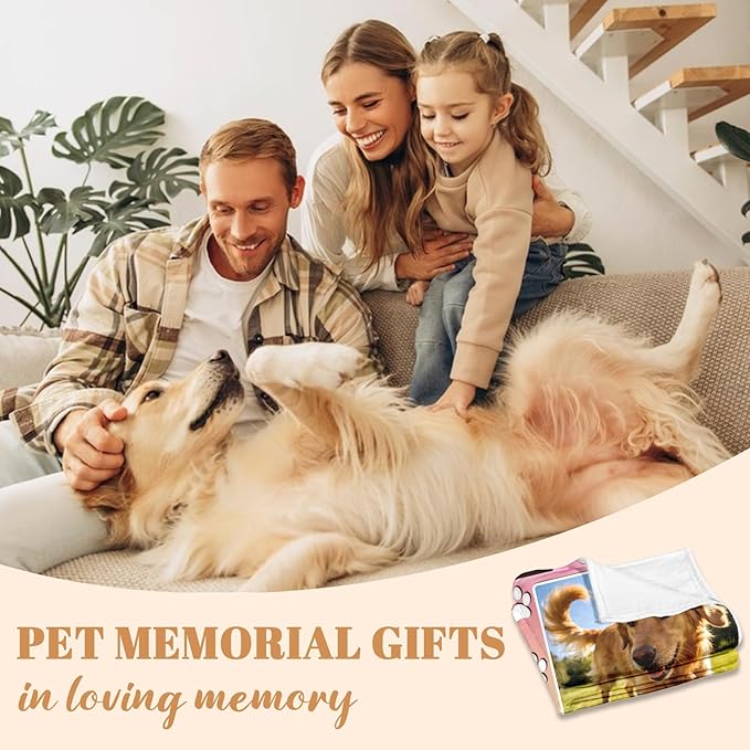 Dog Memorial Gifts for Loss of Dogs, Custom Pet Memorial Blanket Gifts, Personalized Dog Blanket with Picture Name, Loss of Pet Sympathy Gift, Dog Passing Away Bereavement Gifts, Cat Memory Gifts