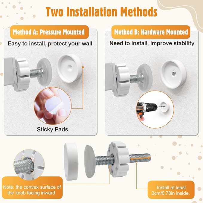 Metal Short Dog Gate - 16.5"-44" Adjustable Extra Wide, 14" Tall Pressure Mount Indoor Pet Gate, Easily Step Over Dog Gates with 3 Extension Kits, Small Puppy Gate for Doorways & Stairs