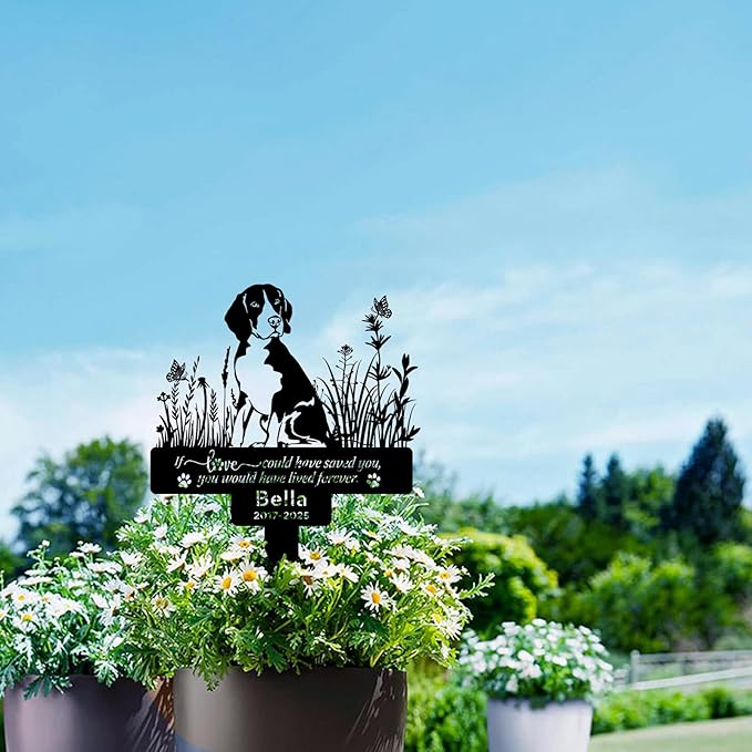 Custom Beagle Dog Memorial Stake – Personalized Pet Grave Marker Tombstone for Beagle Dog, Outdoor Garden Metal Sign, Beagle Dog Remembrance Plaque, Pet Beagle Dog Loss Gifts