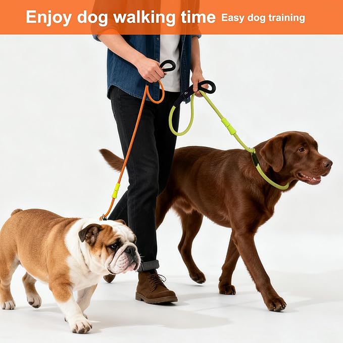 BeauGo|Dog Leash Slip Lead,No Pull Training Leash,2-in-1 Dog Lead & Collar,Professional Trainer Rope,Sturdy and Durable Suitable for All Dogs (5ft Dark Green)