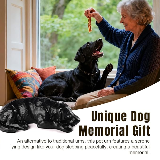 VIPbuy Pet Urns for Dog Ashes - Resin Sleeping Dog Memorial Figurine Statue , Sympathy Gift for Pet Loss, Memory Keepsake for Pet Owners & Home Decor (Black)