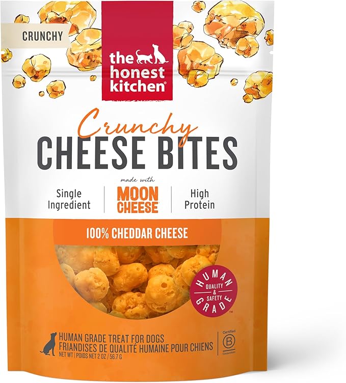 The Honest Kitchen Human Grade Dog Treats Cheese Bites: Cheddar Recipe, 2 oz Pouch
