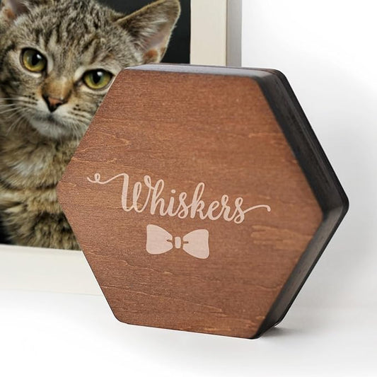 Personalized Pet Hair Keepsake Box for Dog and Cat Fur - Engraved Wood Memorial Box - Unique Customized Gift for Loss of Furry Friend Wooden (Dark Diamand Wood Lid)
