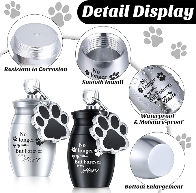 Batiyeer 4 Pack Pet Ashes Keychain, Memorial Keepsake Urn Keychain for Dog & Cat Ashes, Secure Screw Lid Stainless Steel Cremation Capsule, Mini Urn for Pets