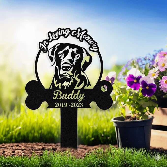 Custom Dog Grave Markers Outdoor, Personalized Pet Grave Marker Stake Dog Memorial, Outdoor Weatherproof Pet Cemetery Sign, Personalized Dog Memorial Gifts for Loss of Dog
