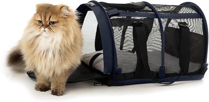 SturdiBag All Mesh Pet Carrier – Ventilated Design, Flexible and Compact for Travel | Large, Navy