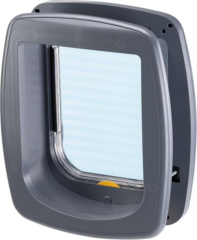 Ferplast Cat Flap, Door for Large Cats, Small Dog Flap, Dog Door, 4-Way Controllable Entry and Exit, Protection Against Air Draughts, Universal Installation, Swing 9 Small Size, Pet Door, Grey