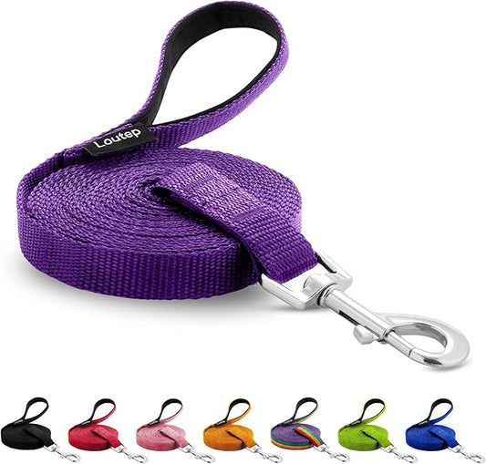 Dog Training Leash - Long Line for Recall & Obedience, Nylon Training Lead with Padded Handle, 15 ft / 20 ft / 30 ft / 50 ft / 100 ft - Long Leash for Dogs Outside, Small/Medium/Large