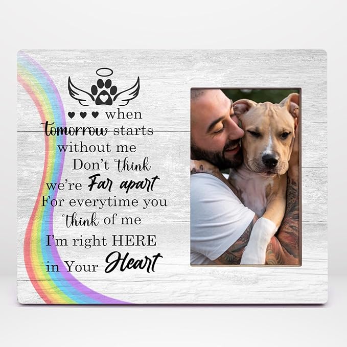 Orchroma Rainbow Bridge Dog Memorial Gifts 4x6 Picture Frame, 8x10 in Wooden Frame with Easel Back, Perfect for Home Decor & Gifting