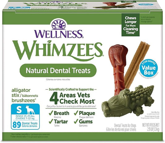 WHIMZEES Wellness Value Box Dog Dental Treats, Small Size, (89 Count)