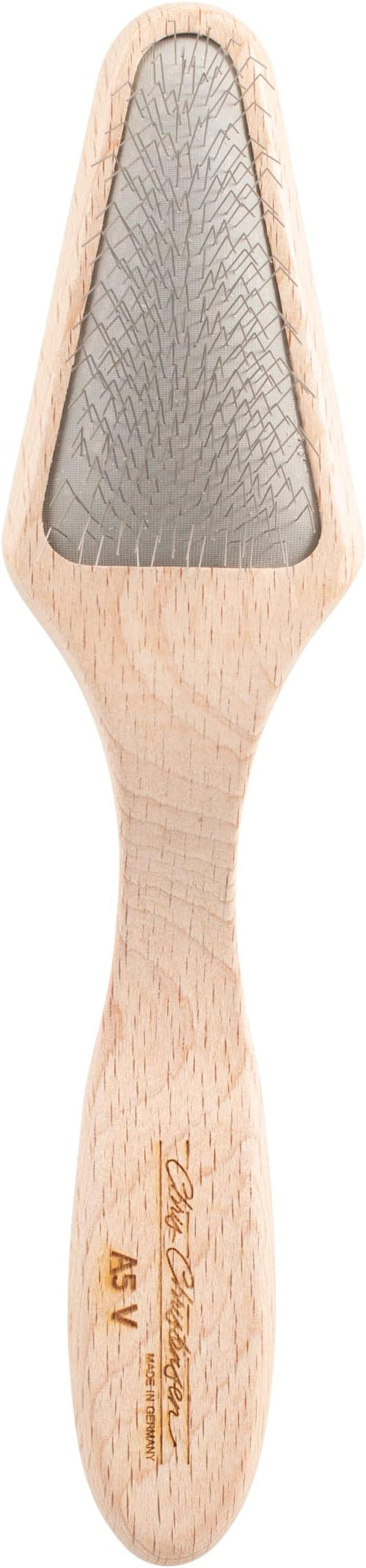 Chris Christensen Mark V Triangle Slicker Brush for Dogs, 12mm Pins, Groom Like a Pro, Handcrafted Lightweight Beechwood Ergonomic Handle, Stainless Steel Pins, A5V. Made in Germany.