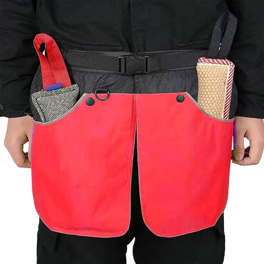 Dog Trainer Apron for Men Women with Big and Deep Pockets, Pet Handler Treat Waist Pouch for Holding Dog Stug Toy, Training Dummies, Rope (Red-L)