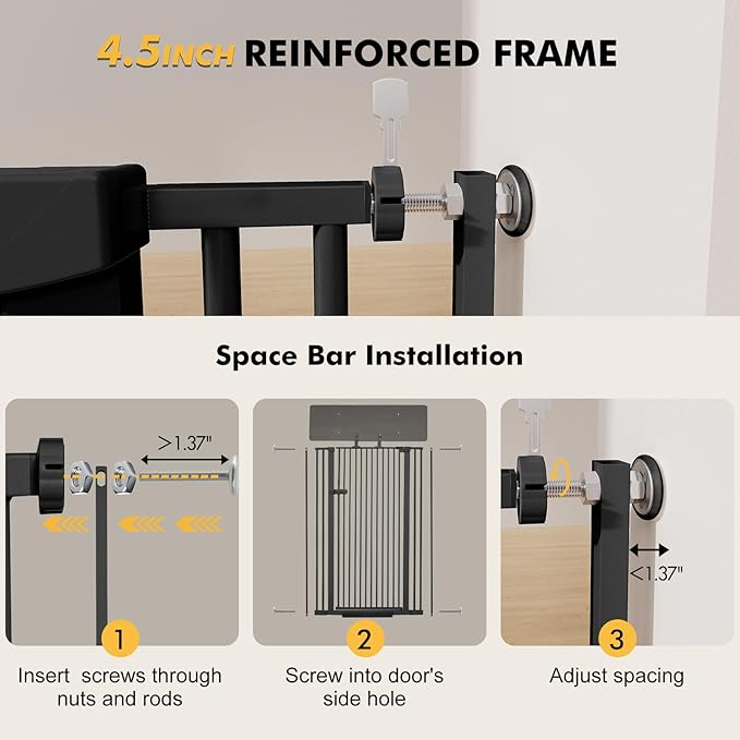 Snagle Paw Extra Tall Cat Gate with Acrylic Top Panel，30-40.6" Wide Adjustable Pet Gates, Pressure Mounted, No-Drill Easy Install,Tall Cat Gate for Doorways,Stairs,Kitchen 71",Black
