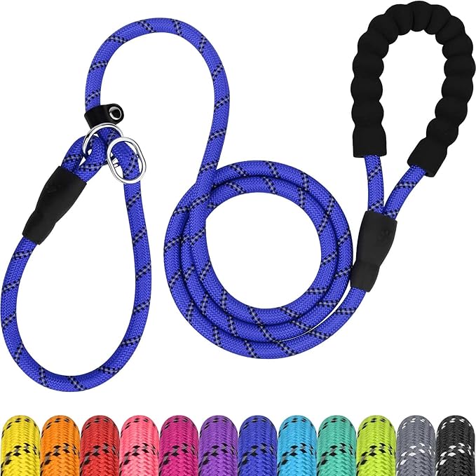 TagME Slip Leads for Dogs that Pull, 6 FT No-Pull Training Leash with Lock, Escape-Proof Design, Reflective & Padded Handle for Small Dogs, Navy Blue