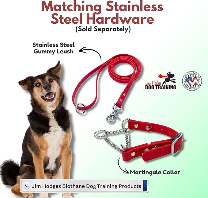 Martingale Collar for Dogs, Biothane, Stainless Steel Hardware, No Pull, Made in The USA, Professional Grade, Large, Red