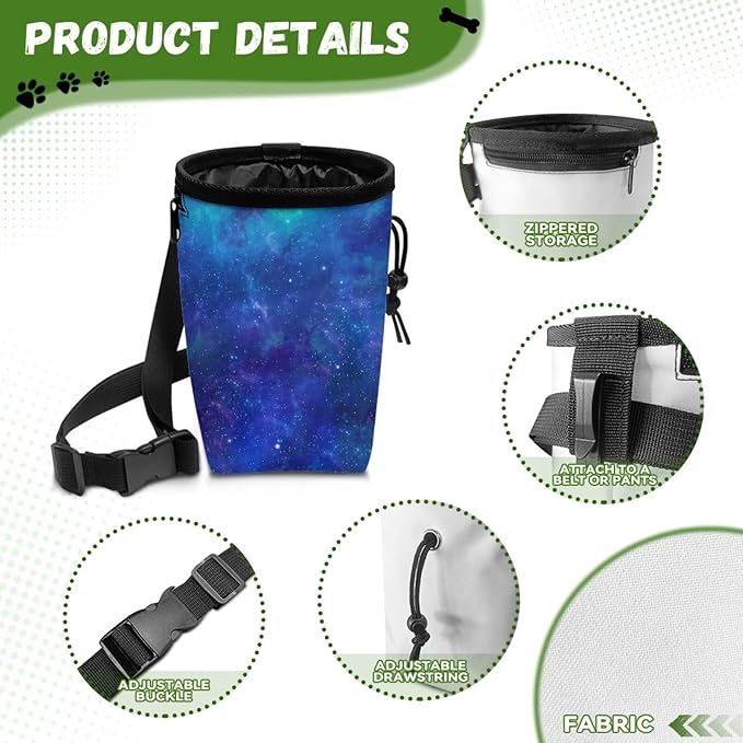 Galaxy Pet Treat Pouch Multiwear Puppy Training Pouch Treat Pouches for Pet Training, Dog Trainer Essentials Supplies Reward Pouch with Waist Belt Shoulder Strap