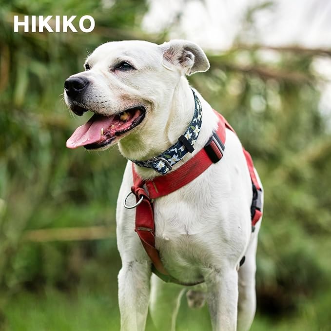 Hikiko Martingale Collar with No Buckle Cute Girl Female Floral Dog Collars for Small Dogs,Lily,S