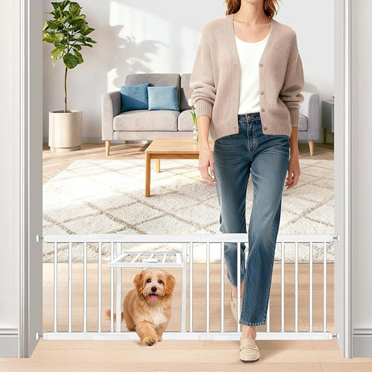 Metal Short Dog Gate - 16.5" Tall Pressure Mount Indoor Pet Gate, 13.7"-41" Adjustable Extra Wide, Easily Step Over Dog Gates with 3 Extension Kits, Small Puppy Gate for Doorways & Stairs