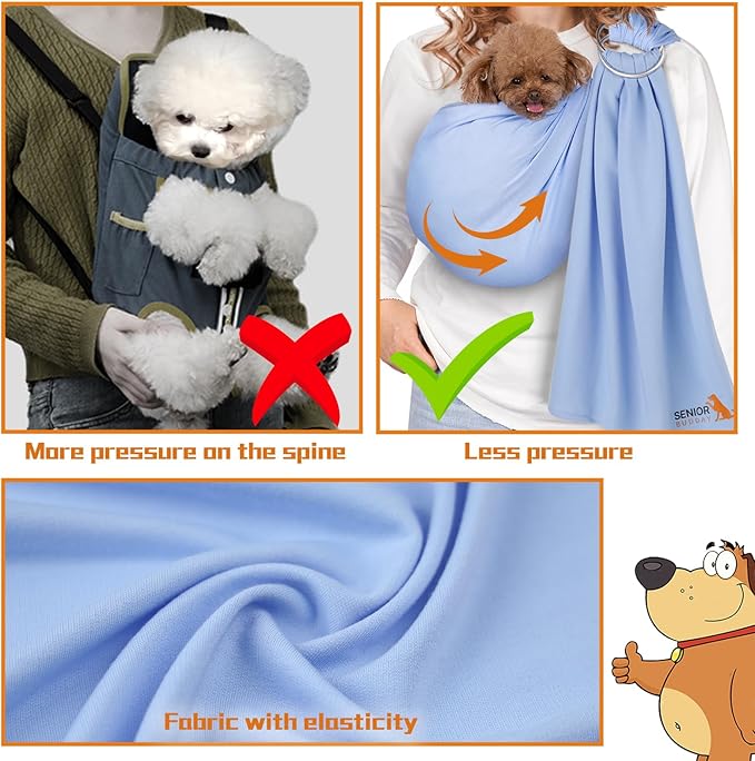 Dog Sling Carrier for Small Dogs,Carrying Wrap Anti-Anxiety Cat Sling,Adjustable Pet Sling(Navy Blue)