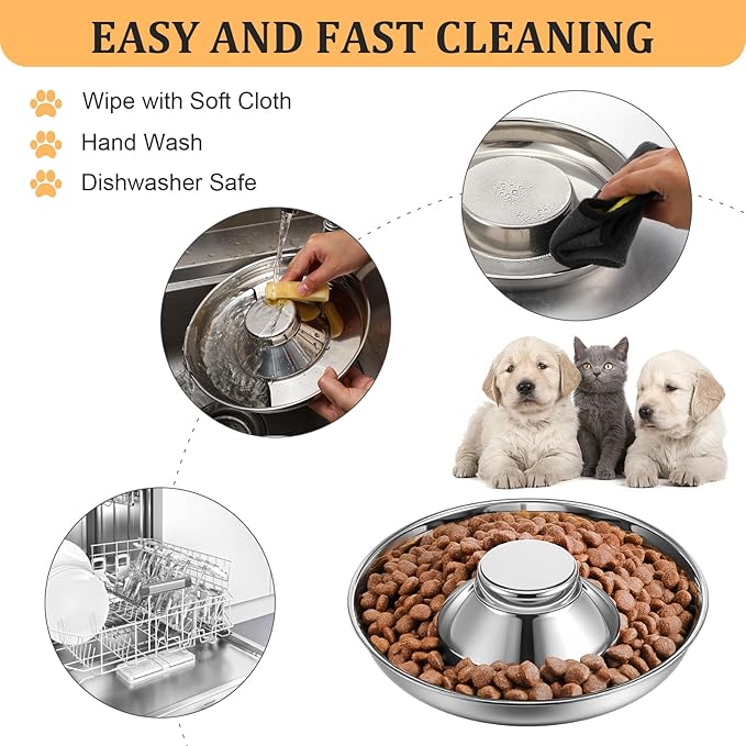 4 Pcs Stainless Steel Puppy Bowls, Puppy Feeding Bowls for Litter, 10.2" Metal Dog Food and Water Bowl Set for Small Dogs Cats, Puppys Feeders for Multiple Puppies Kittens, Whelping Supplies