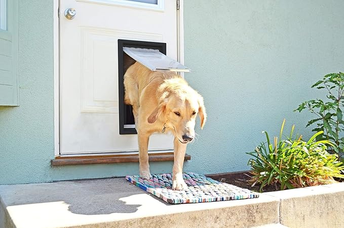 Endura Flap Single Flap Pet Door for Door Installations | Stylish for Interior & Exterior Doors | Durable Aluminum Frame & Weatherproof Dual-Layer Flap | Black, Small, Single Flap