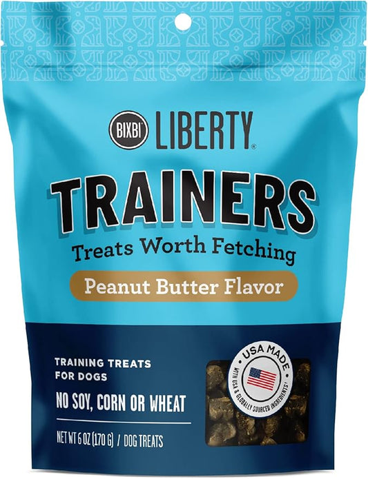 BIXBI Liberty Trainers, Peanut Butter - Small Training Treats for Dogs - Low Calorie, All Natural Grain Free Dog Treats
