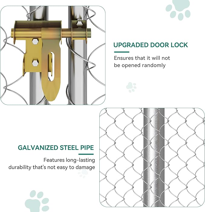 YITAHOME 7.5'x7.5' Outdoor Dog Kennel with Metal Dog Gate, Outdoor Dog Pens with Roof, Heavy Duty Dog Kennel for Backyard Farm Use
