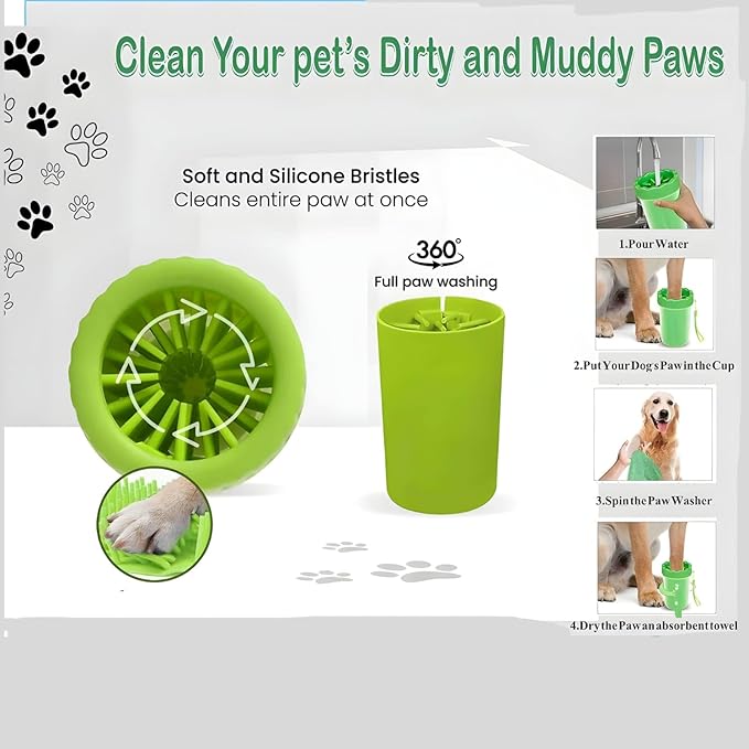 9PC Dog Grooming Kit – Paw Cleaner, Dog Shampoo Brush, Bath & Scrubber Brush, Hair Removal Gloves, Finger Toothbrushes | Complete pet Bath & Deshedding Tools for Shedding & Cleaning