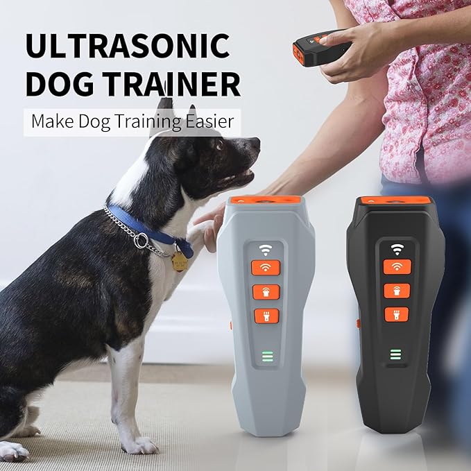 Dog Bark Deterrent Device, 3X Ultrasonic Anti Barking Device for Dogs, 50FT Range Stop Neighbor's Dog Barking, Safe & Humane Rechargeable Dog Training Tool Indoor Outdoor with Flashlight (black)