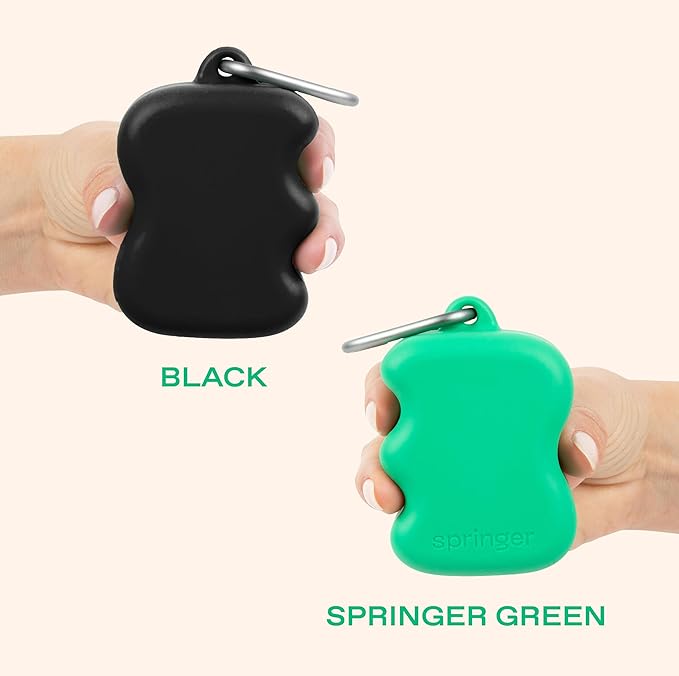 Springer Dog Treat Pouch for Effort-Free Squeeze Dispensing - Easy-fill, Food-Grade Silicone Treat Pouches for Pet Training - Includes Carabiner-Black